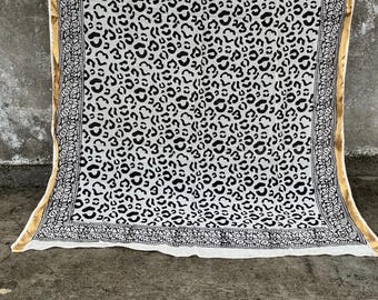 Hand Block Printed Cotton Sarong: Boho Beach Wrap, Lightweight Scarf