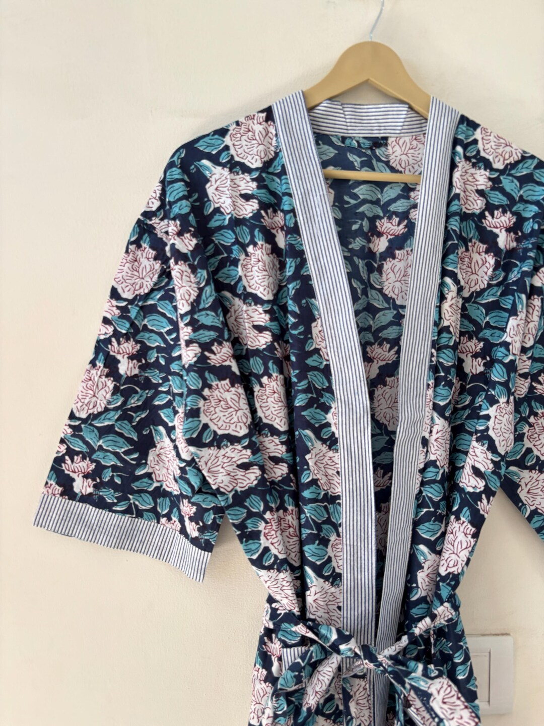 Hand Made Robe New Bohemian Floral Cotton Robes, Indian Handmade Robe, Beachwear Dress ...