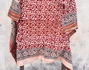 Black Hand Block Print Sarong, Cotton Pareo Wrap Skirt, Indian Bagru Print Beach Cover Up, Boho