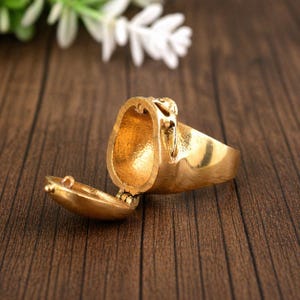 Conjunto de anillos con forma de caja de veneno con calavera, anillo gótico con calavera, anillo con compartimento secreto, joyería de calavera en plata y oro, anillo de Halloween, anillo llamativo.