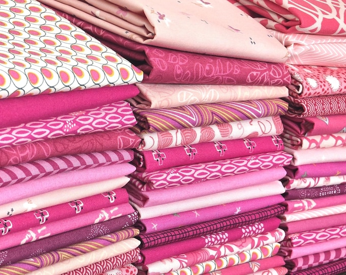 Mystery Bundle - Pink Tonal Quilting Cotton Fabric Scraps, Fat Quarters, Fat 8ths – Riley Blake, Art Gallery Cotton Scraps