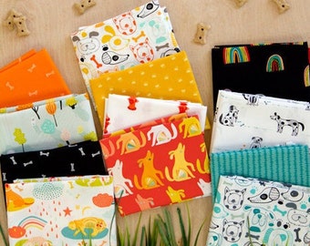 Oh, Woof! 12 Print Fat Quarter Bundle, Quilting Fabric by Jessica Swift for Art Gallery Fabrics