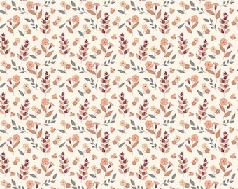 Evening on the Prairie Fabric: Autumn Floral in Cream Print by Modern Prairie for Riley Blake Designs, C16746-CREAM