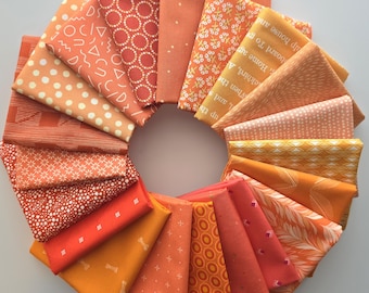 Mystery Bundle - Orange/Coral Tonal Quilting Cotton Fabric Scraps, Fat Quarters, Fat 8ths – Riley Blake, Art Gallery Cotton Scraps