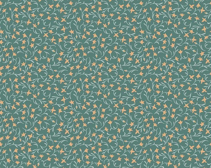 Ambleside Floral Cotton Fabric, Teal Scattered Sprigs Quilting Cotton