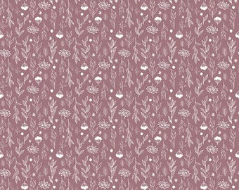 Evening on the Prairie Fabric: Prairie Silhouette Floral in Heather Print by Modern Prairie for Riley Blake Designs, C16748-HEATHER