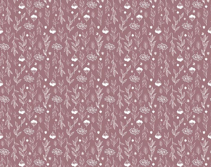 Evening on the Prairie Fabric: Prairie Silhouette Floral in Heather Print by Modern Prairie for Riley Blake Designs, C16748-HEATHER