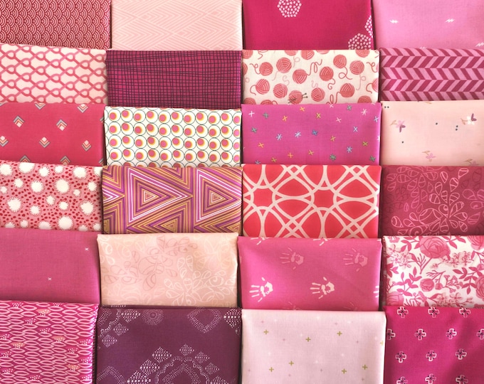 Mystery Bundle - Pink Tonal Quilting Cotton Fabric Scraps, Fat Quarters, Fat 8ths – Riley Blake, Art Gallery Cotton Scraps