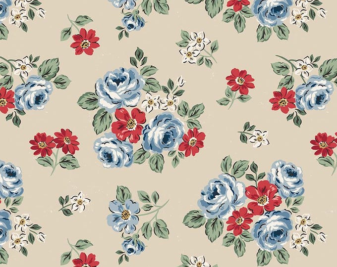 Independence: Floral Beige Fabric by Riley Blake Designs, C17331-BEIGE