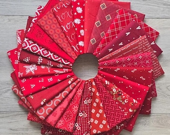 Red Alert Mystery Bundle | Designer Fabric Scraps in Red | AGF & Riley Blake Cottons
