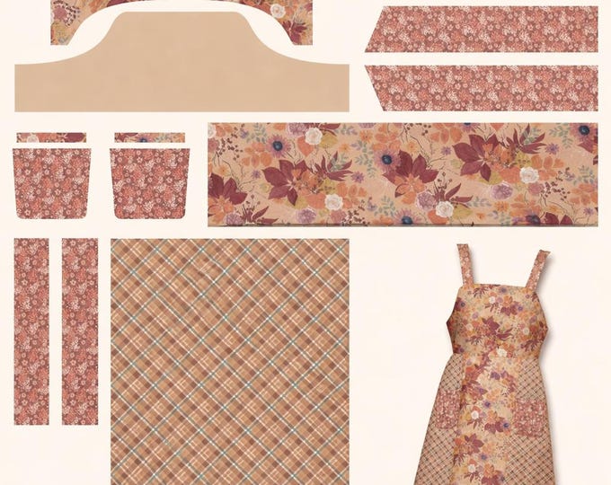 Evening on the Prairie Cottage Core Apron Panel in Sienna, Apron Pattern, HD16754-SIENNA