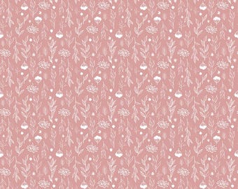 Evening on the Prairie Fabric: Prairie Silhouette Floral in Pink Print by Modern Prairie for Riley Blake Designs, C16748-PINK