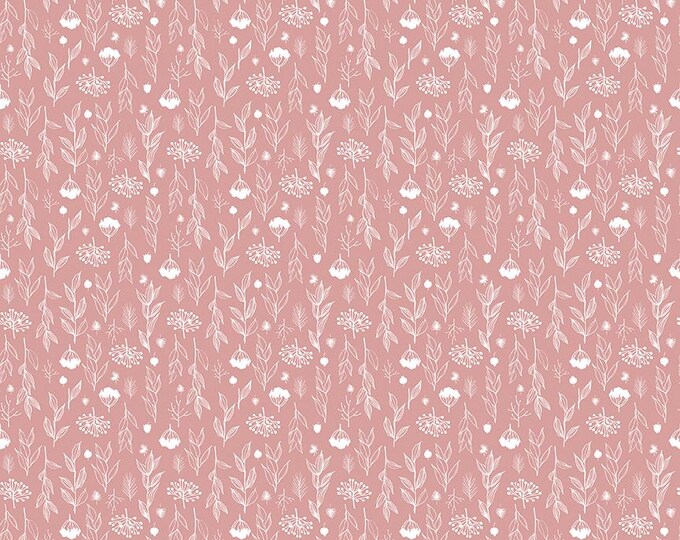 Evening on the Prairie Fabric: Prairie Silhouette Floral in Pink Print by Modern Prairie for Riley Blake Designs, C16748-PINK