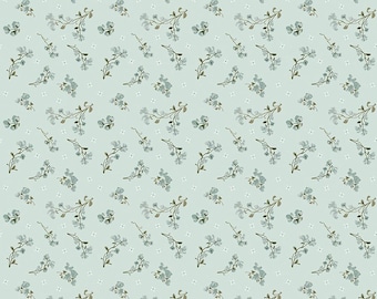 Renew Sweet Pea Bleached Denim Quilting Cotton Fabric by Sandy Gervais for Riley Blake Designs, C17283-PINK