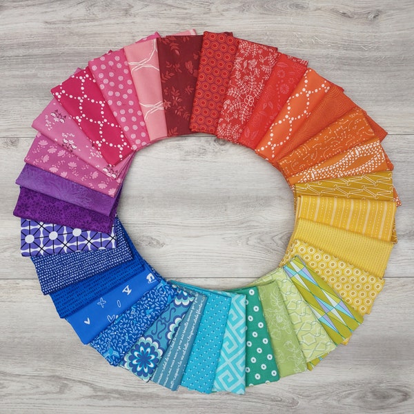 Rainbow Quilting Fabrics in 8, 16, and 32 Piece Mystery Bundles--Choose Fat Quarters or Fat Eighths