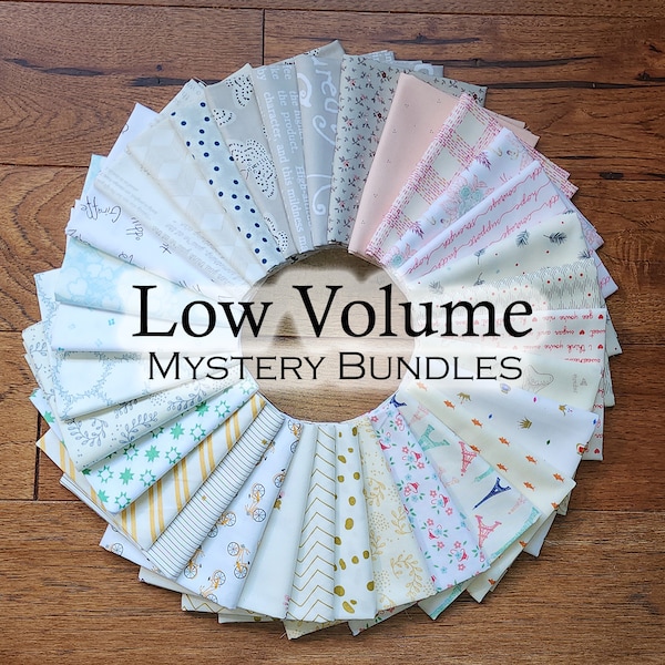 Low Volume Quilting Fabric in 8, 16, and 32 Piece Mystery Bundles--Choose Fat Quarters or Fat Eighths