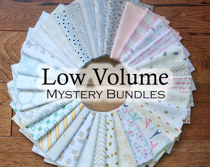 Featured listing image: Low Volume Quilting Fabric in 8, 16, and 32 Piece Mystery Bundles--Choose Fat Quarters or Fat Eighths