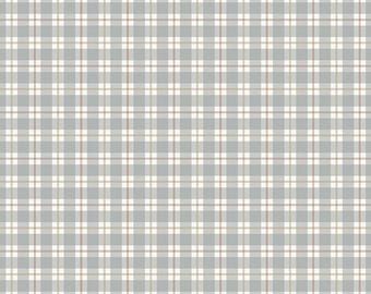 Evening on the Prairie Fabric: Picnic Plaid in Stone Blue by Modern Prairie for Riley Blake Designs, C16742-CREAM