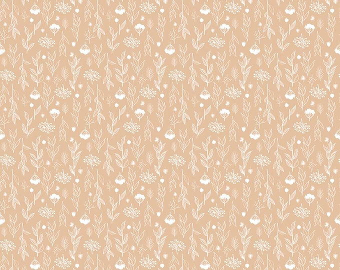 Evening on the Prairie Fabric: Prairie Silhouette Floral in Beige Print by Modern Prairie for Riley Blake Designs, C16746-BEIGE