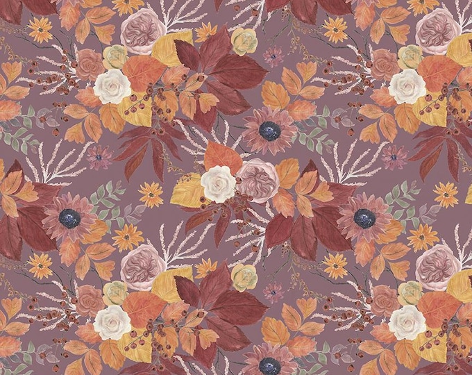 Evening on the Prairie Fabric: Grape Floral Print by Modern Prairie for Riley Blake Designs, CD16740-GRAPE