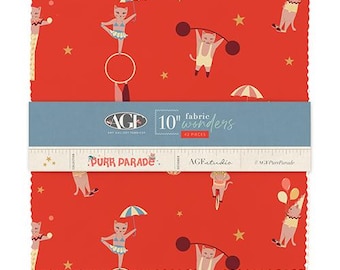 Purr Parade 10 Inch Squares by AGF Studio, Art Gallery Fabrics Quilting Cottons