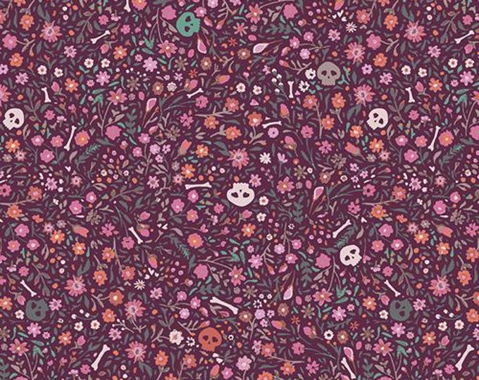 Enshadow Cotton Fabric by Katarina Roccella for Art Gallery Fabrics | Boneyard Hexberry | Halloween Cotton Quilting and Garment Fabric