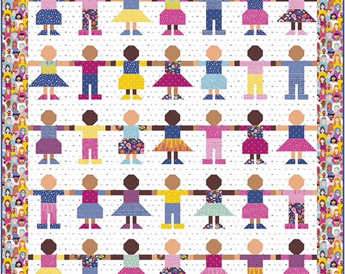 QUILT KIT: Love, Sweet Love Quilt Boxed Kit, Finishes at 56" x 64", Pattern and Fabric for Quilt Top and Binding