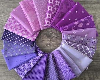 Mystery Bundle - Purple & Magenta Tonal Quilting Cotton Fabric Scraps, Fat Quarters, Fat 8ths – Riley Blake, Art Gallery Cotton Scraps