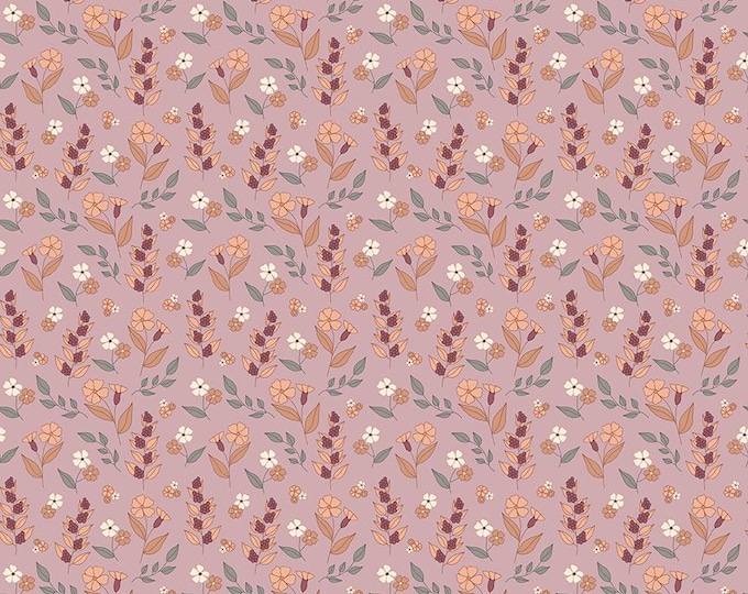Evening on the Prairie Fabric: Autumn Floral in Mauve Print by Modern Prairie for Riley Blake Designs, C16746-MAUVE