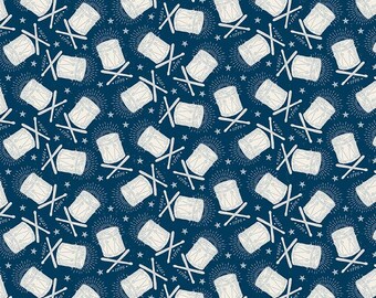 Independence: Colonial Drums Oxford Navy Blue Fabric by Riley Blake Designs, C17335-OXFORD