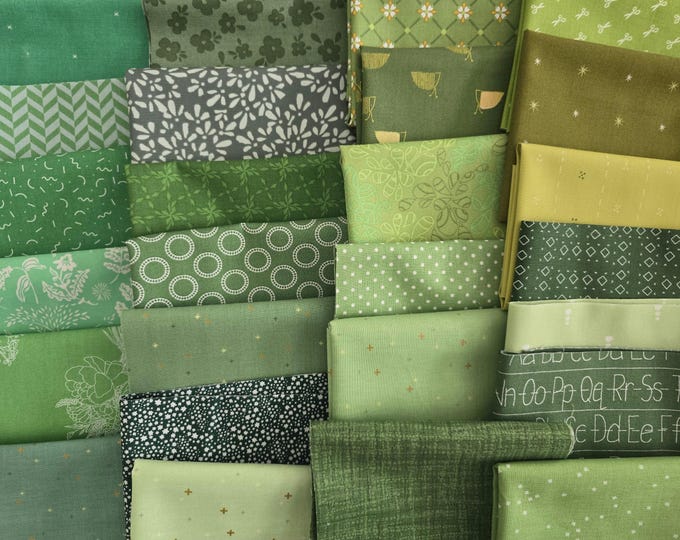 Mystery Bundles - Green Tonal Quilting Cotton Fabric Scraps, Fat Quarters, Fat 8ths – Riley Blake, Art Gallery Cotton Prints