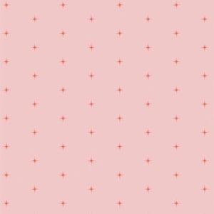 May include: A repeating pattern of small, orange starbursts on a soft pink background. The starbursts are evenly spaced and create a subtle, yet visually interesting design. This pattern is suitable for fabric, wallpaper, or other decorative applications.