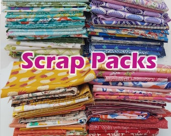 1 lb of Modern Fabric Scraps, FREE SHIPPING, About 3 Yards of Fabric, Quilting Cotton Scrap Pack--Mixed, Novelty, Warm and Cool Colors