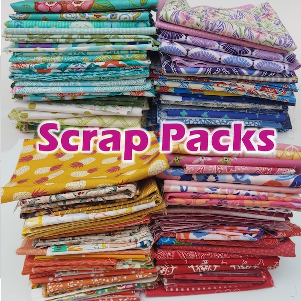 1 lb of Modern Fabric Scraps, FREE SHIPPING, About 3 Yards of Fabric, Quilting Cotton Scrap Pack--Mixed, Novelty, Warm and Cool Colors