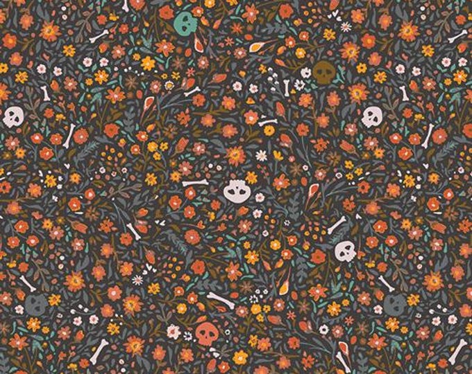 Enshadow Cotton Fabric by Katarina Roccella for Art Gallery Fabrics | Boneyard Ember | Halloween Cotton Quilting and Garment Fabric