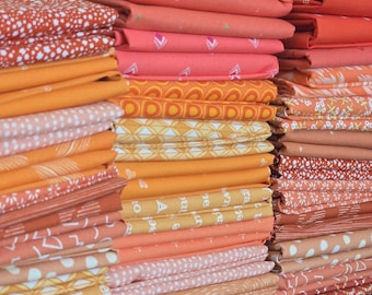 Mystery Bundle - Orange/Coral Tonal Quilting Cotton Fabric Scraps, Fat Quarters, Fat 8ths – Riley Blake, Art Gallery Cotton Scraps