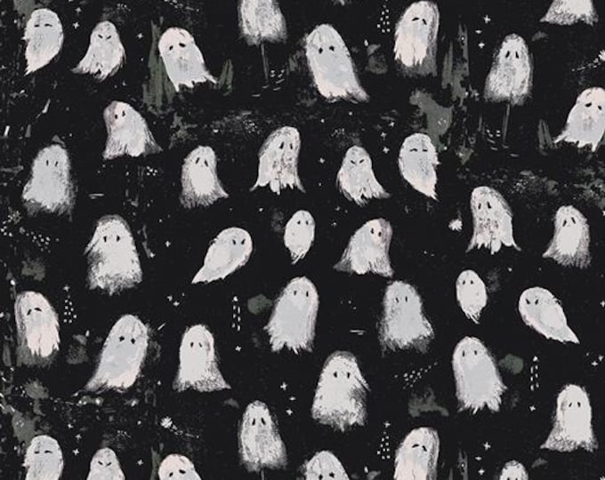 Enshadow Cotton Fabric by Katarina Roccella for Art Gallery Fabrics | Oh My Ghost Noir | Halloween Cotton Quilting and Garment Fabric