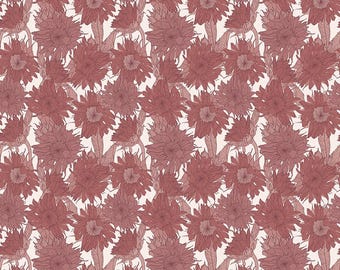 Evening on the Prairie Fabric: Dusty Rose Sunflower Print by Modern Prairie for Riley Blake Designs, C16741-DUSTYROSE