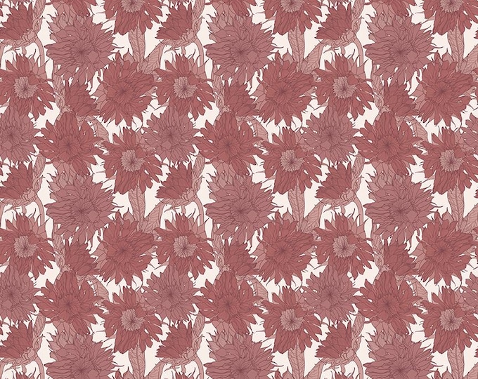 Evening on the Prairie Fabric: Dusty Rose Sunflower Print by Modern Prairie for Riley Blake Designs, C16741-DUSTYROSE