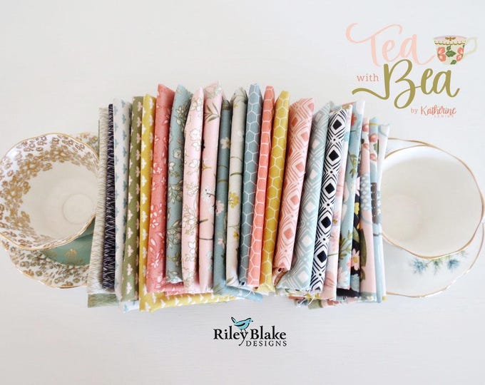 Tea with Bea Fat Quarter Bundle: 24-Piece Cotton Fabric Bundle by Katherine Lenius for Riley Blake Designs