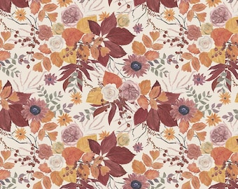 Evening on the Prairie Fabric: Cream Floral Print by Modern Prairie for Riley Blake Designs, CD16740-CREAM