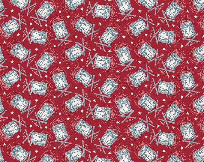 Independence: Colonial Drums Cherry Tart Red Fabric by Riley Blake Designs, C17335-CHERRYTART
