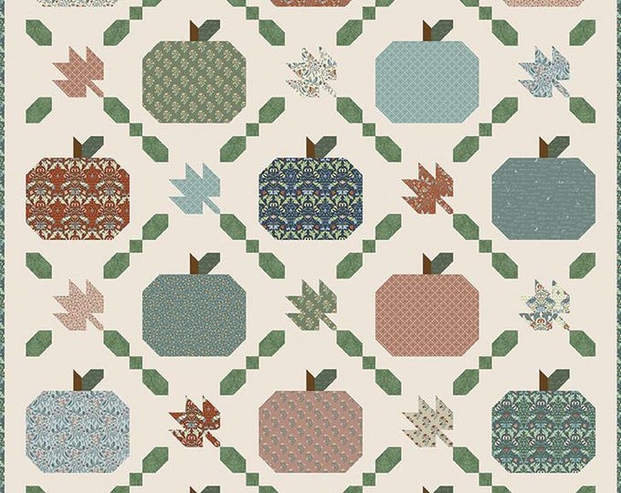 Autumn Harvest Quilt Pattern, Pumpkin Blocks, Fat Quarter Friendly (71" x 84")