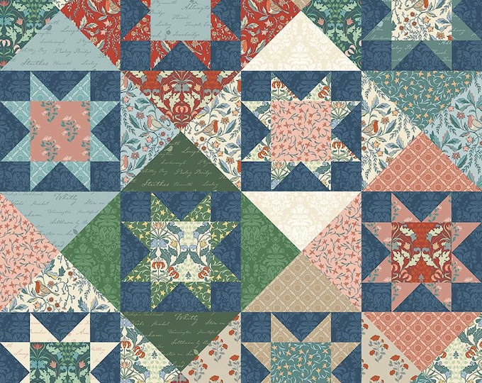 Ambleside Quilting Cotton Fabric, Star Block Print, Riley Blake Designs