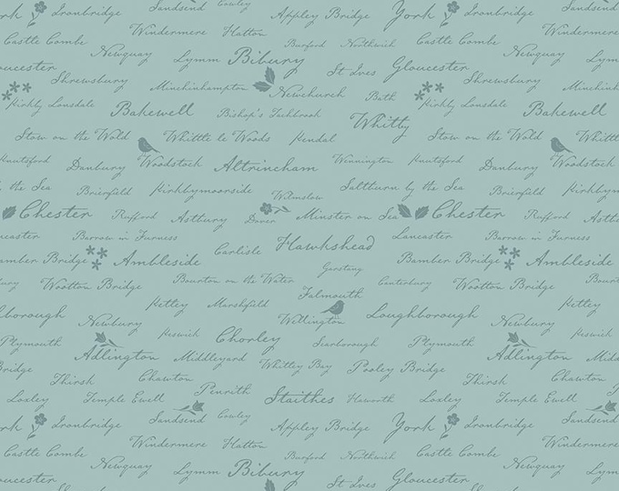 Ambleside Town Names Blue Quilting Cotton Fabric, Riley Blake Designs