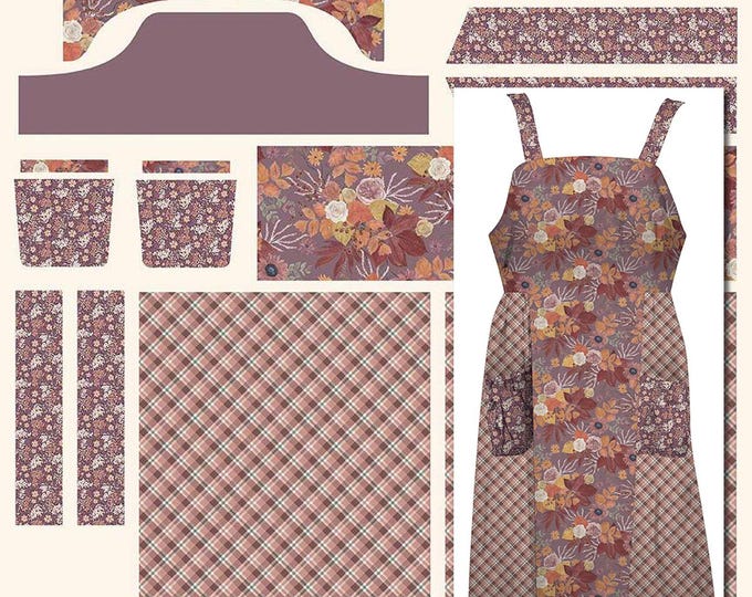 Evening on the Prairie Cottage Core Apron Panel, Apron Pattern, HD16754-GRAPE