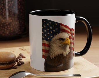 Patriottische koffiemok met adelaar en Amerikaanse vlag | Perfect cadeau voor veteranen, 4 juli, Memorial Day, koffieliefhebbers