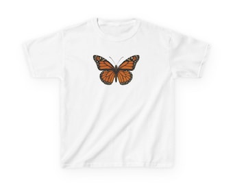 T-shirt en coton épais pour enfants papillon, jolie chemise papillon pour enfants, t-shirt d'été, cadeau pour amoureux des papillons, cadeau d'anniversaire, vêtements pour enfants respectueux de l'environnement
