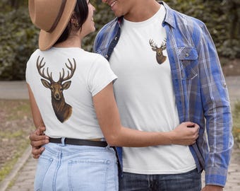 Rustic Deer Graphic Tee, Unisex Nature T-Shirt, Casual Wildlife Shirt, Perfect Gift for Deer Hunter, Outdoor Adventure Apparel