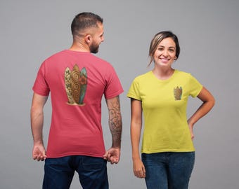 Tropical Surfing Vibes Surfboard Unisex Jersey Short Sleeve Tee Shirt, Beachwear, Vacation Outfit, Gift for Surfers, Surfing Lovers